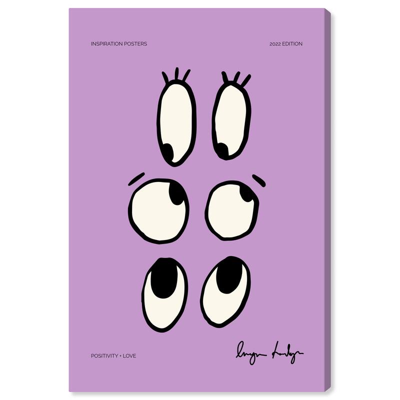 Wynwood Studio Canvas Advertising Positive Eyes Purple and Light Purple Modern & Contemporary Wall Art Canvas Print