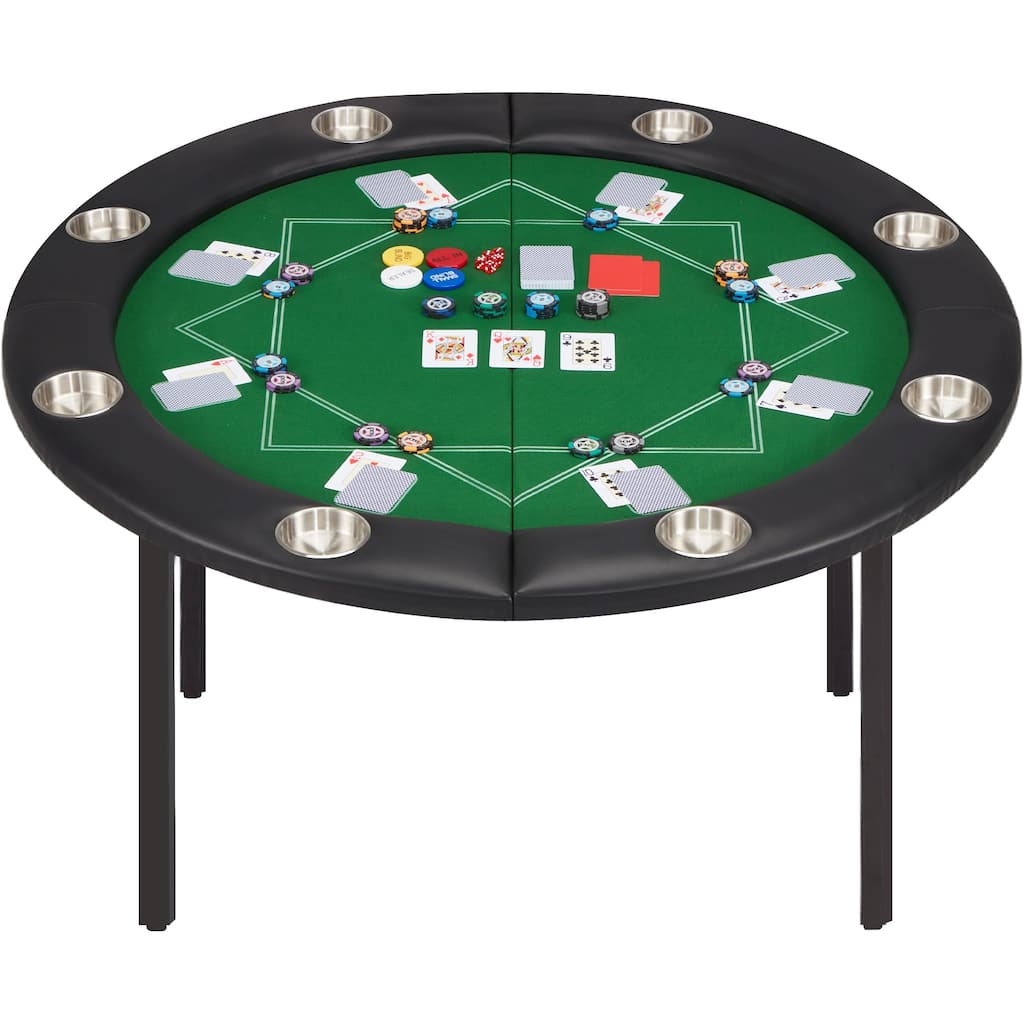 AVAWING 8 Players Poker Table Round Folding Gaming Table