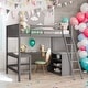 preview thumbnail 1 of 7, Full Size Loft Bed With Shelves and Desk For Home Grey