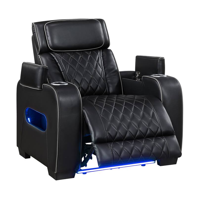 Ezra 37.5" Faux Leather Power Recliner - Power Heatrest, Cup Holders