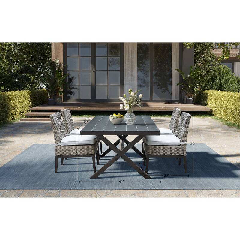 Mersin 5-Piece Outdoor Dining Set, Light Gray
