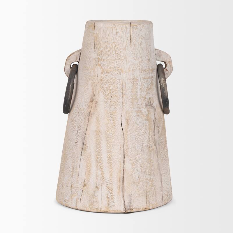 Monique Small Light Brown w/ Handles Wood Pot