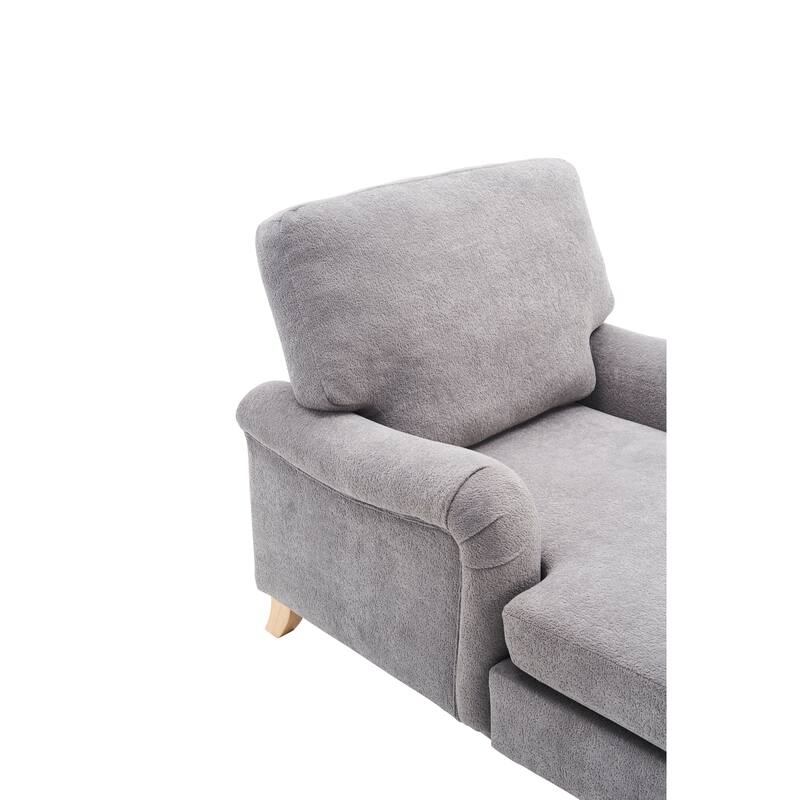Modern Mid-Century Grey Foam Chaise Lounger Sofa