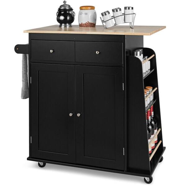 Shop Gymax Rolling Kitchen Island Utility Trolley Cabinet Storage