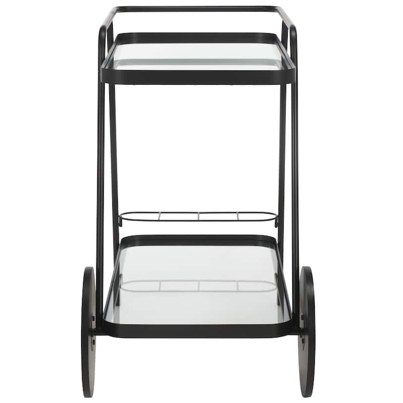SAFAVIEH Home Zunia Glass Bar Cart with Wheels - 36Wx19Dx30H