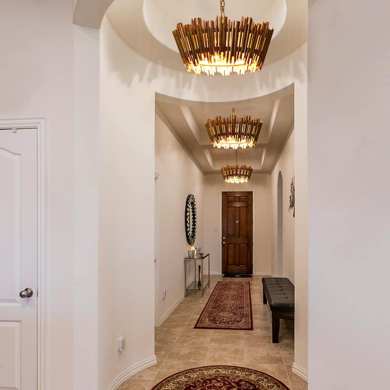 Modern Glam Art Deco Drum Chandelier Accent Dining Room Adjustable Foyer Pendant Light - D20'' x H 13''