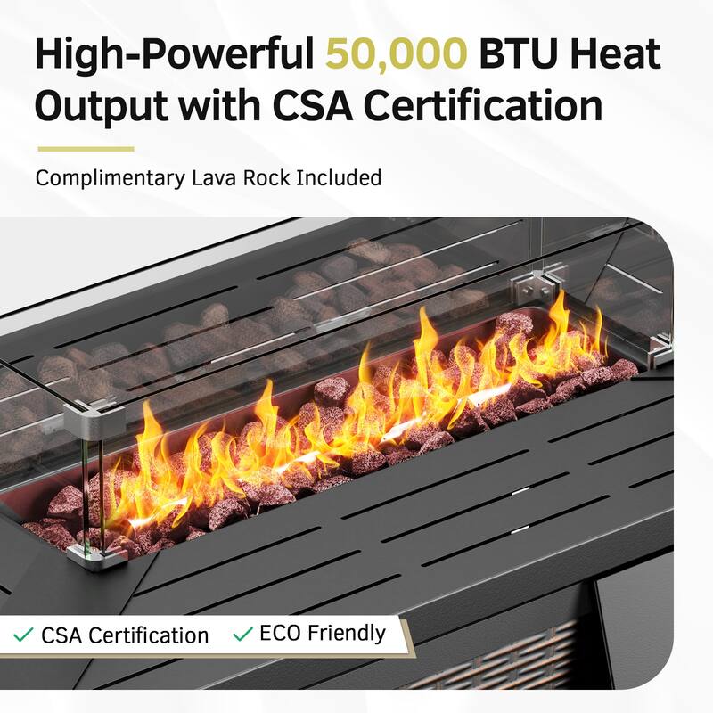 Patio Furniture Set with 43" Fire Pit Table -Grey - Brown