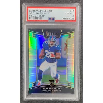 Saquon Barkley 2018 Panini Select Silver Prizm Football Rookie Card #17 Graded PSA 8 - 8' x 11'