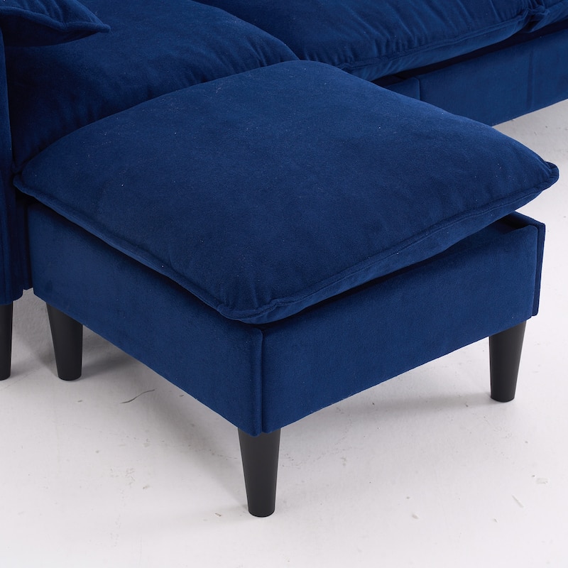 78.74" 3-Seater L-Shaped Convertible Sectional Sofa with Footstools and Storage