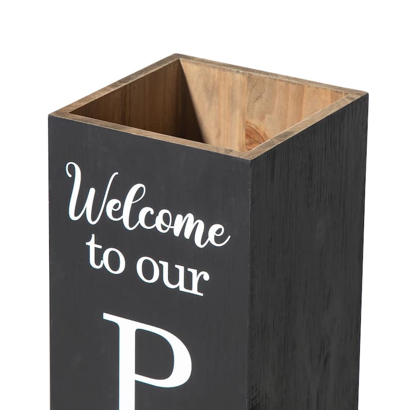 Glitzhome 30"H Double Sided Wooden Black Boxed WELCOME PORCH or WELCOME HOME Porch Sign