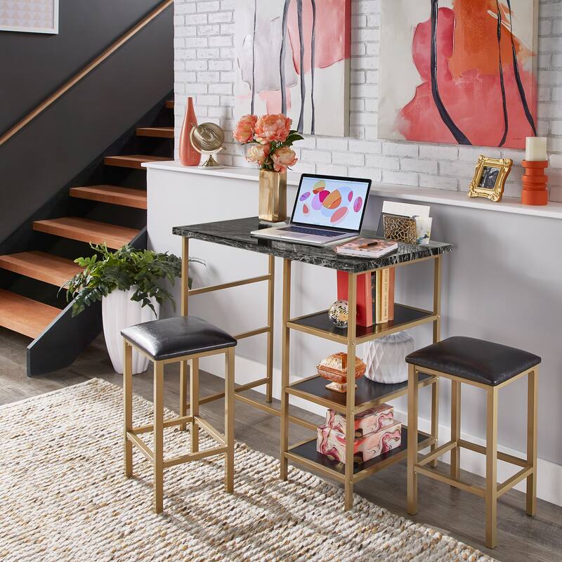 Ainsley Faux Marble Counter Height 3-piece Dining Set by iNSPIRE Q Modern