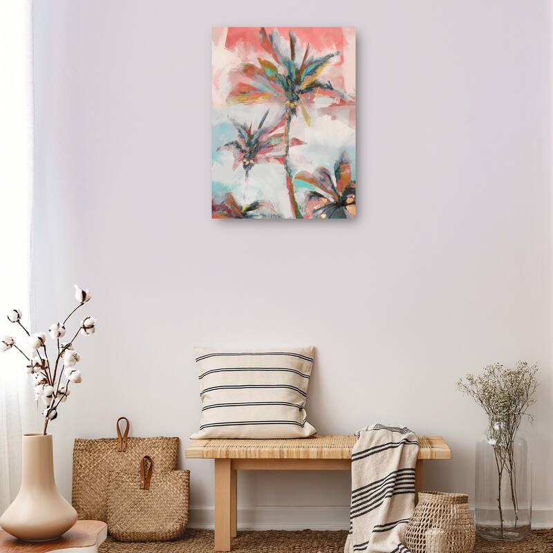 Coral Palm By Studio Arts Canvas Art Print