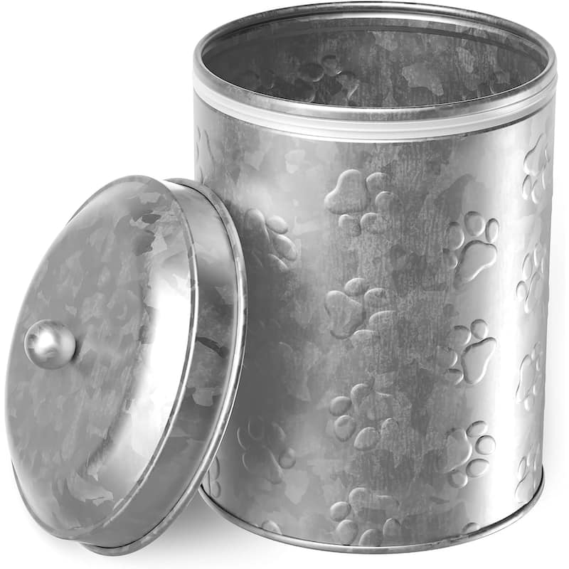 Amici Pet Puppy Paws Galvanized Food Canister