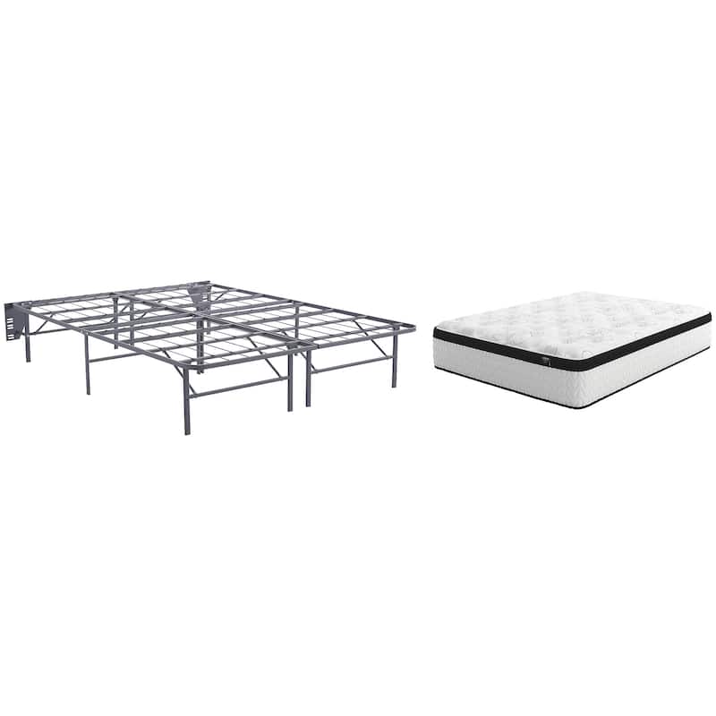 Signature Design by Ashley Chime 12 Inch Hybrid Black/White 2-Piece Mattress Package - Queen