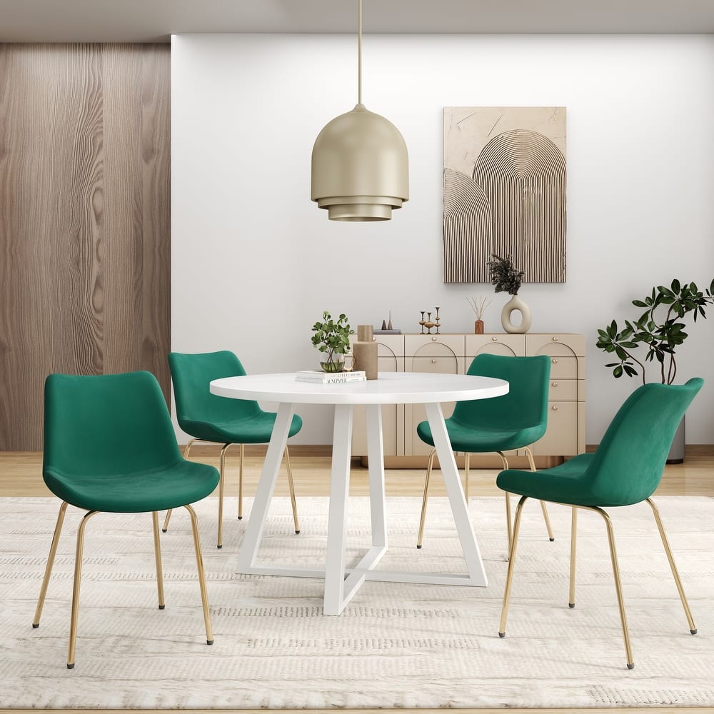 Roundhill Avant 5-Piece Round Dining Set, Trestle Dining Table with 4 Side Chairs