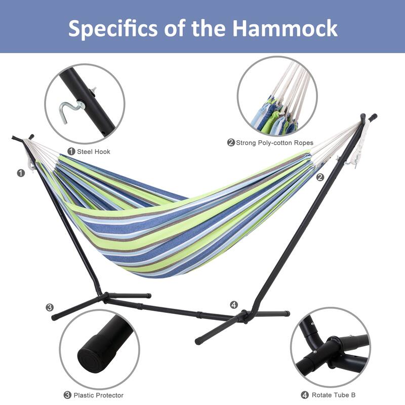 10.7 ft. 2-Person Brazilian-Style hammock with Stand - Convertible