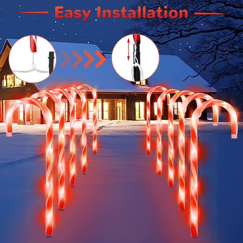 Christmas Candy Cane Pathway Lights Set of 10
