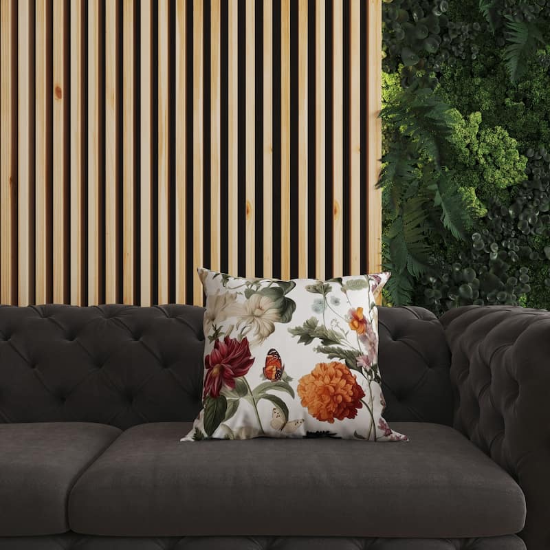White And Cream Mixed Flower Delight Indoor/Outdoor Throw Pillow Zipper