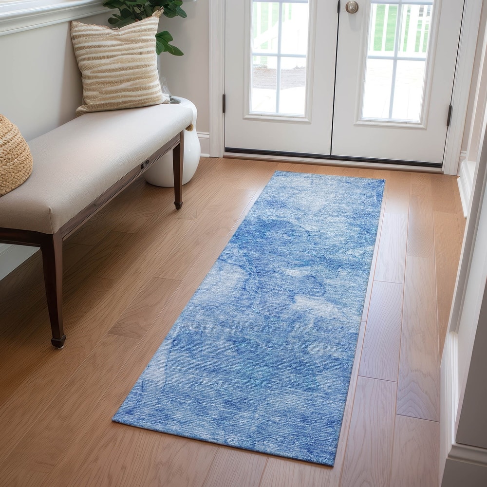 Machine Washable Indoor/ Outdoor Chantille Abstract Watercolor Rug