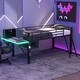 preview thumbnail 3 of 9, LED Loft Bed Twin Size with Desk and Ladder, Gaming Metal Bed