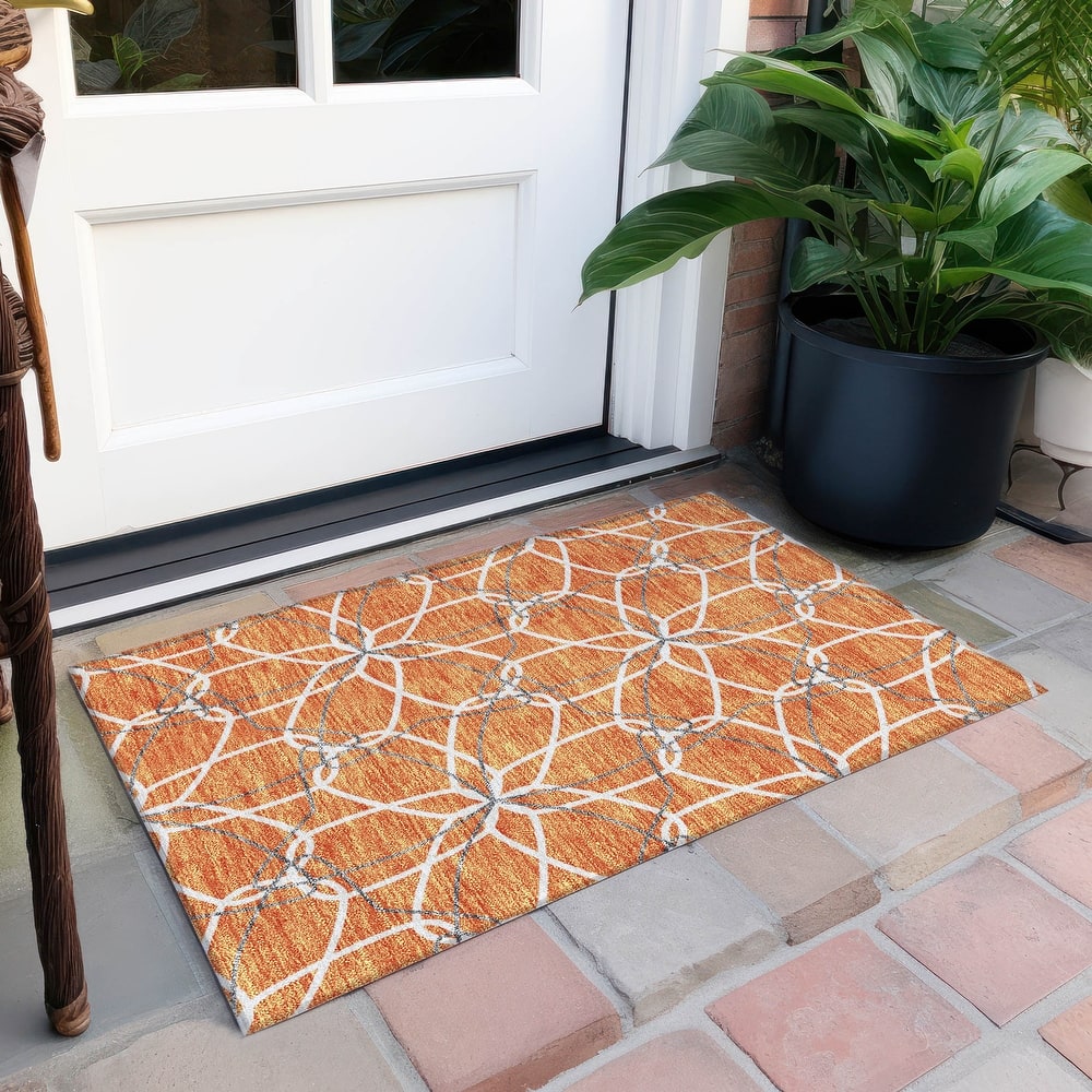 Machine Washable Indoor/ Outdoor Abstract Prism Chantille Rug