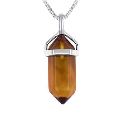 Baltic Amber Bullet Pendant Necklace in Sterling Silver