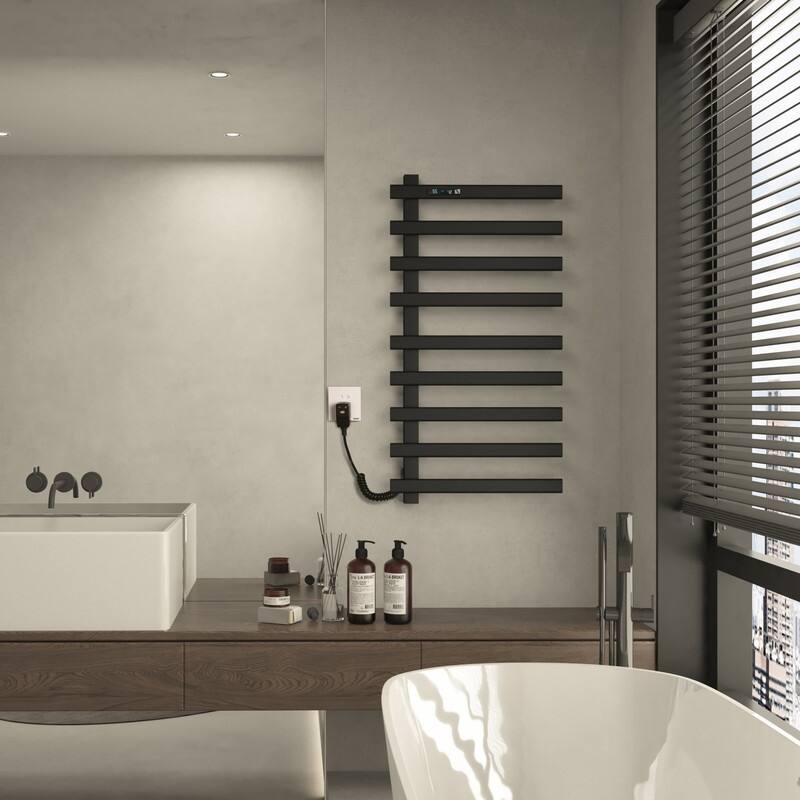 Electric Heated Towel Rack Wall Mounted Drying Rack, Stainless Steel Towel Warmer 9 Bars