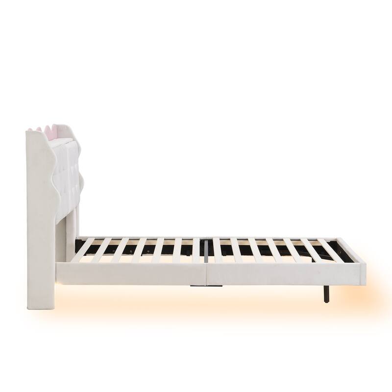 Twin Size Platform Bed with Storage Headboard, LED Lights & USB Charging