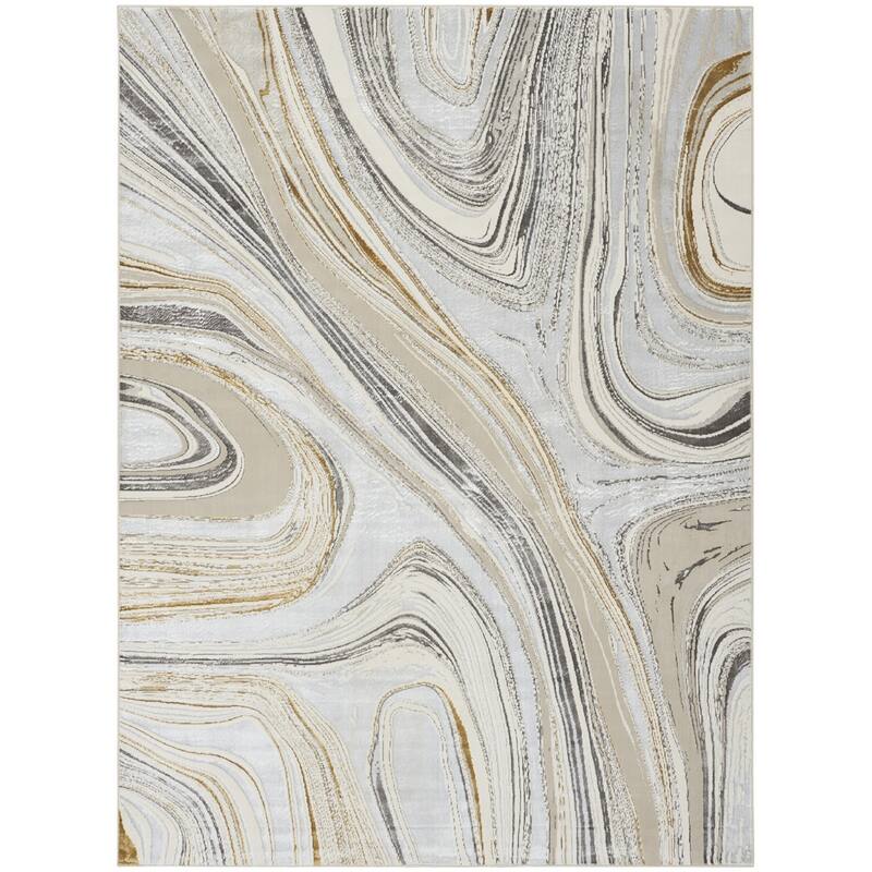 Power Loomed Abstract Modern Non Skid Stain Resistant Area Rug - 118' X '94' X '0.39