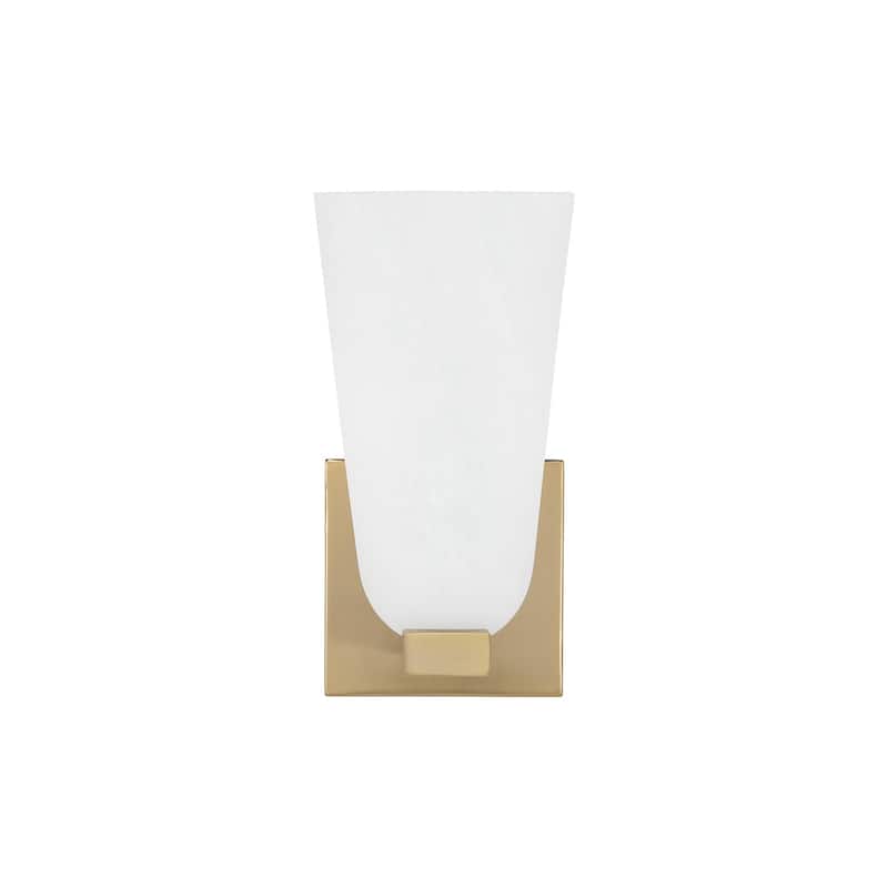 4.75" W x 9" H 1-Light Sconce in Matte Brass with Faux Alabaster Glass - 4.75"W x 9.5"H x 6"E