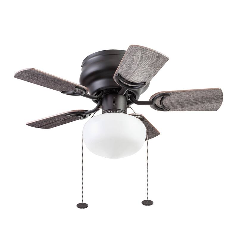 28" Prominence Home Hero Bronze Traditional Flush Mount Indoor LED Ceiling Fan with Light, Pull Chain