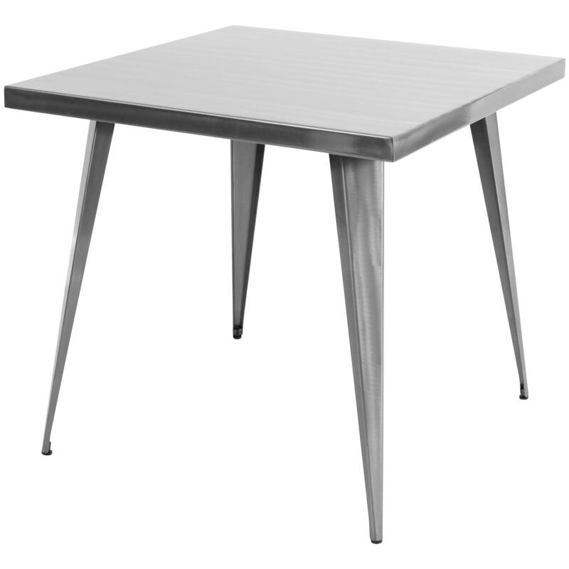 Austin Industrial Dining Table in Brushed Silver