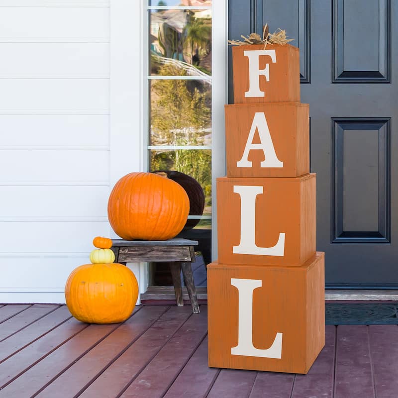 Glitzhome Fall Christmas Wooden Nested Box Porch Decor