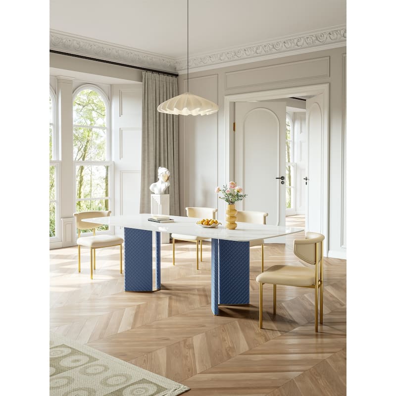 Lesly Rectangle White 70.86 in. Dining Table (8 Seats) - 70.86"D×35.43"W×29.52"H
