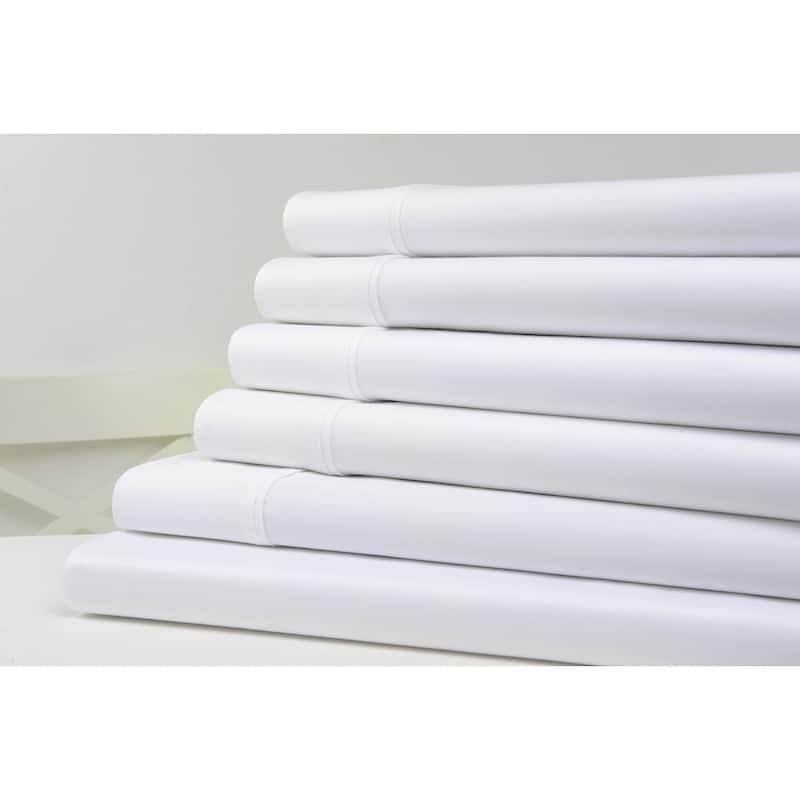 Kathy Ireland 1200 Thread Count 6 Piece Cotton Rich Sheet Set - Queen - White