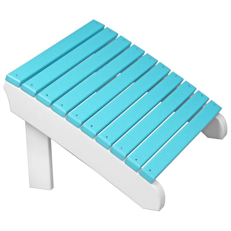 Poly Lumber Adirondack Footrest - Aruba Blue & White