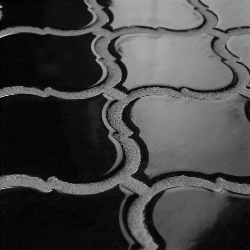 Merola Tile Metro Lantern Glossy Black 9.75" x 10.25" Porcelain Mosaic Tile