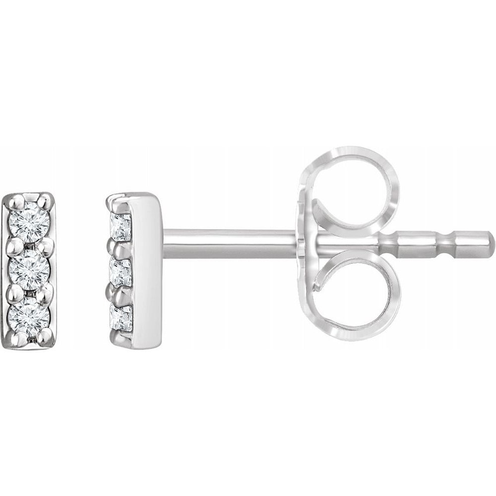 14K White Gold 0.05 Carat Lab-Grown Diamond Bar Earrings for Women