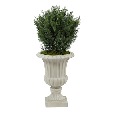 39" Cedar Artificial Tree in Sand Finished Urn (Indoor/Outdoor) - 20.5"
