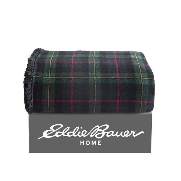 Eddie Bauer - Coperta, flanella di cotone, decorazione per la casa, biancheria da letto Sherpa reversibile per tutte le stagioni (Union Bay rosso, copriletto