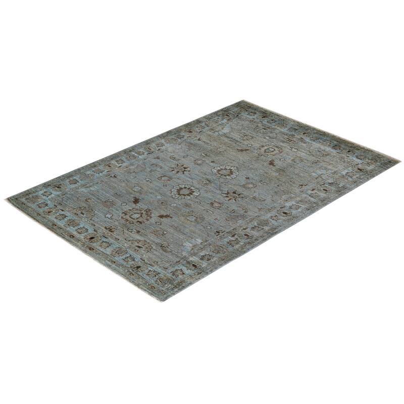 Vibrance, One-of-a-Kind Hand-Knotted Area Rug - Gray, 3' 10" x 5' 10" - 3' 10" x 5' 10"