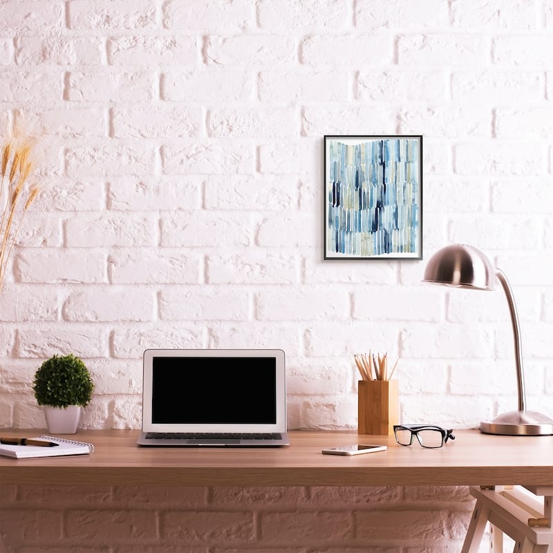 Stupell Nautical Inspired Abstraction Blue Beige Blocked Lines Framed Giclee Texturized Art by Grace Popp