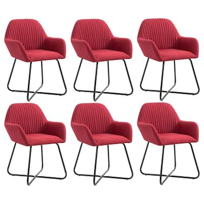 vidaXL Dining Chairs 6 pcs Wine Red Fabric