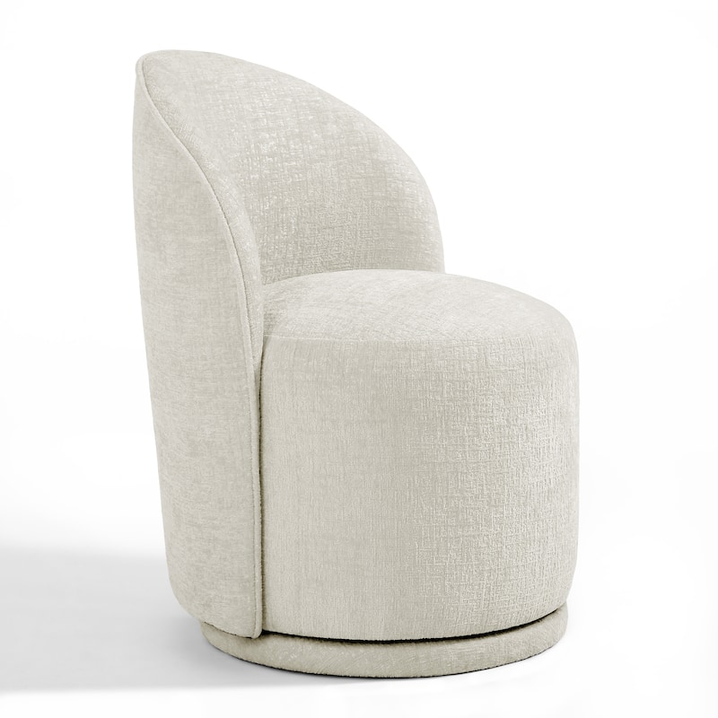 Upholstered Swivel Dining Chair Armless Barrel Chair