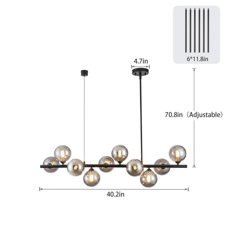 Sputnik chandelier Linear Chandelier with Glass Globes - 10-Light