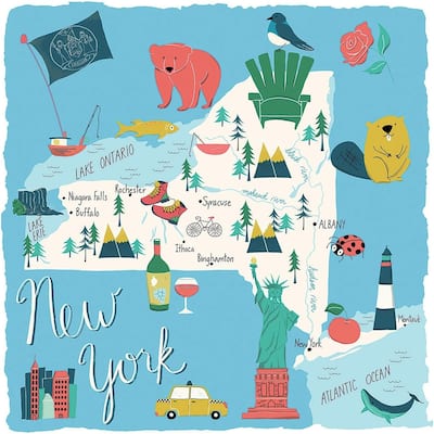 New York Home 4-Pack Absorbent Stone Coasters with Protective Cork Backing 4" Square Made in The USA Artistic Easily Wipes Clean