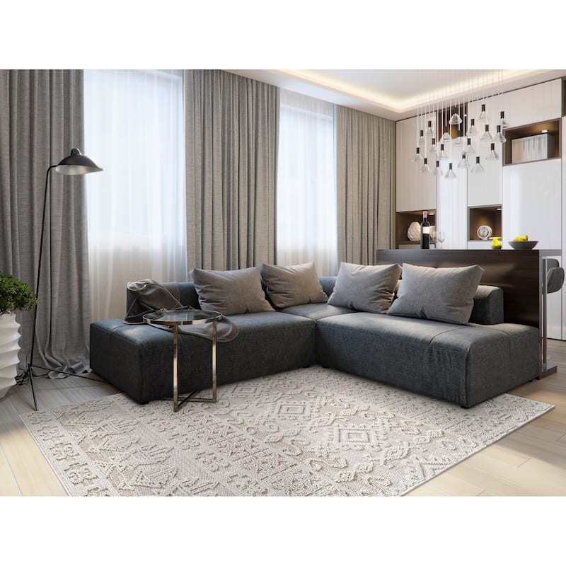 Domani Bella Neautral in Morocco Textured Indoor / Outdoor Area Rug