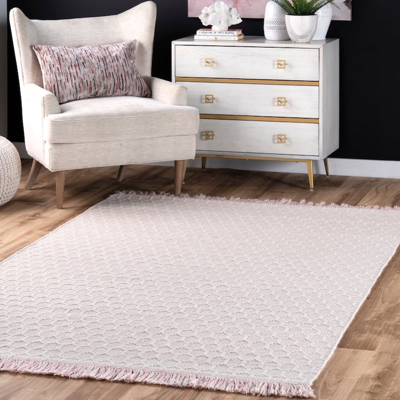 Nuloom Wylie Honeycomb Wool Fringe Rug