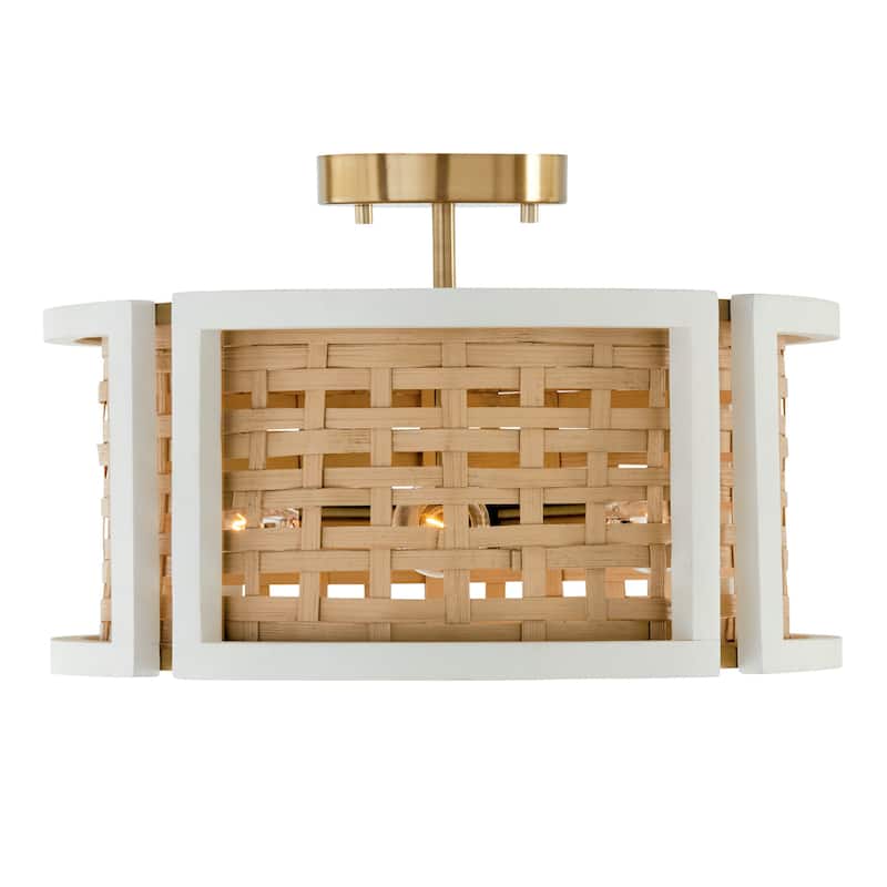 Lola 4-light Flat White/ Matte Brass Convertible Pendant/ Semi-Flush Mount