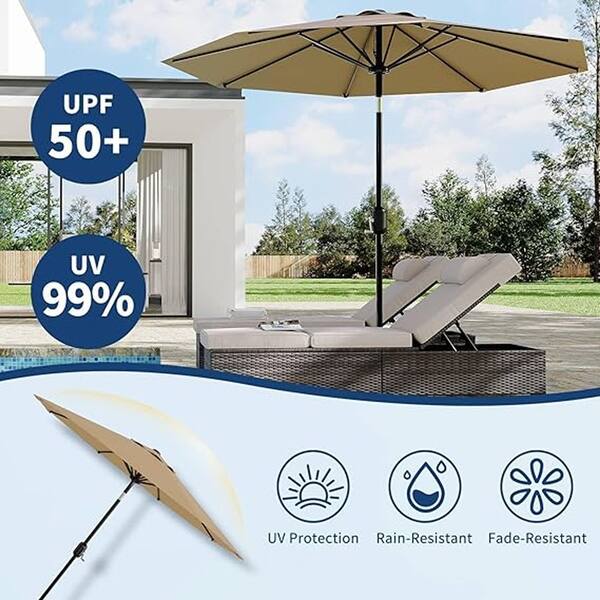 can a patio umbrella handle rain 10ft Patio Umbrella Crank Tilt Polyester Tan No Lights - Bed Bath & Beyond